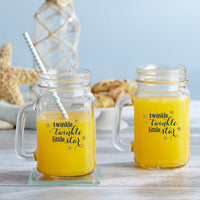 12 oz. Mason Jar Mug with Lid - Twinkle Twinkle (Set of 6) Alternate Image 2, Kate Aspen | Glassware