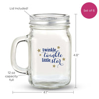 12 oz. Mason Jar Mug with Lid - Twinkle Twinkle (Set of 6) Alternate Image 6, Kate Aspen | Glassware