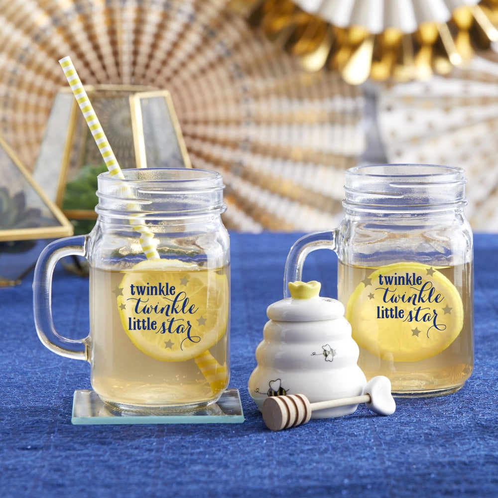 12 oz. Mason Jar Mug with Lid - Twinkle Twinkle (Set of 6) Alternate Image 7, Kate Aspen | Glassware