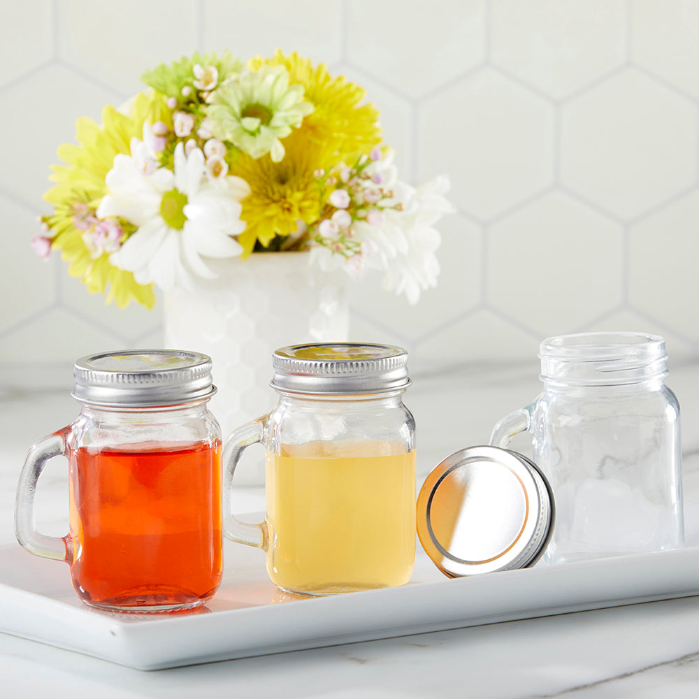 Personalized Mason Jar Drinking Glasses with Flower Lids