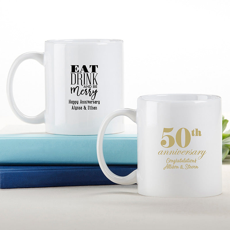 Personalized 11 oz. White Coffee Mug - Anniversary