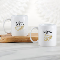 Thumbnail for Mr. Right & Mrs. Always Right 11 oz. White Coffee Mug (Set of 2)