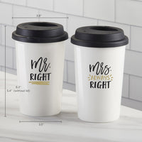 Thumbnail for Mr. Right & Mrs. Always Right 15 oz. Ceramic Travel Mug (Set of 2)