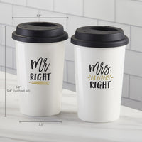Thumbnail for Mr. Right & Mrs. Always Right 15 oz. Ceramic Travel Mug (Set of 2)