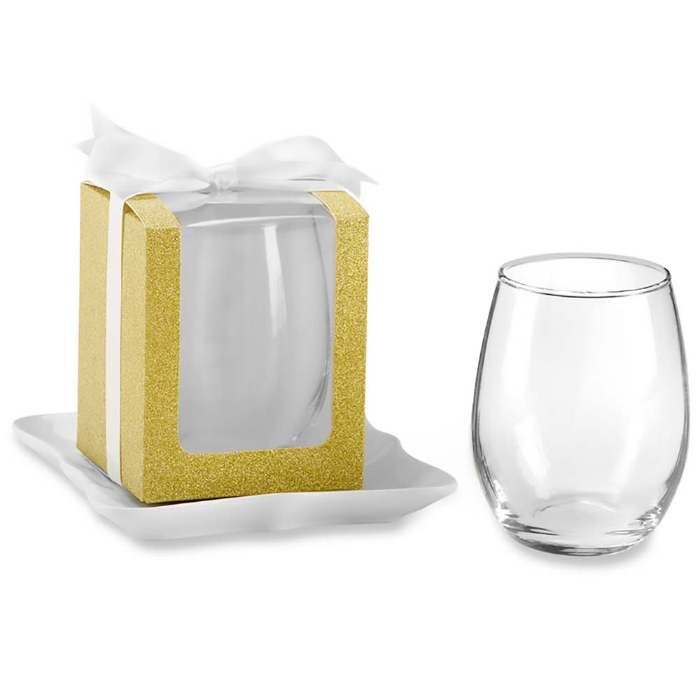 Gold 15 oz. Glassware Gift Box with Ribbon (Set of 20) Alternate Image 5, Kate Aspen | Glassware Gift Box