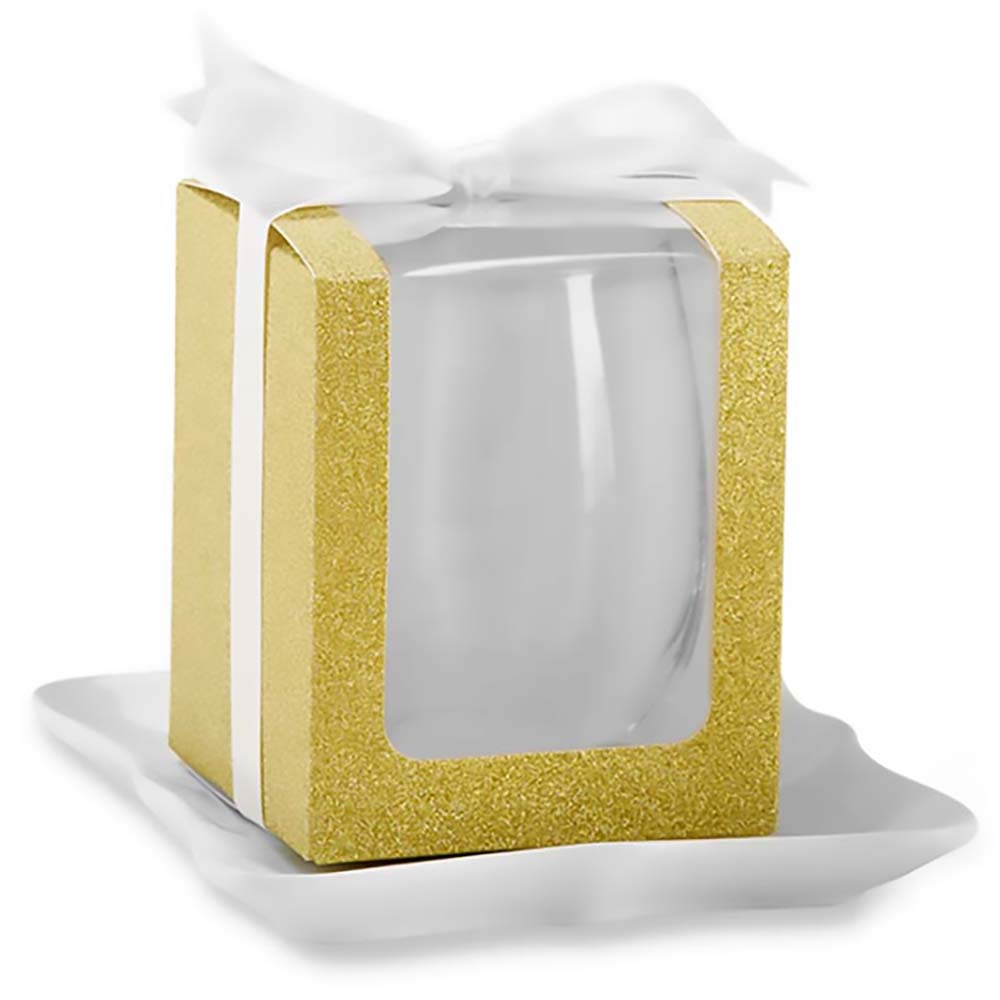 Gold 15 oz. Glassware Gift Box with Ribbon (Set of 20) Alternate Image 7, Kate Aspen | Glassware Gift Box