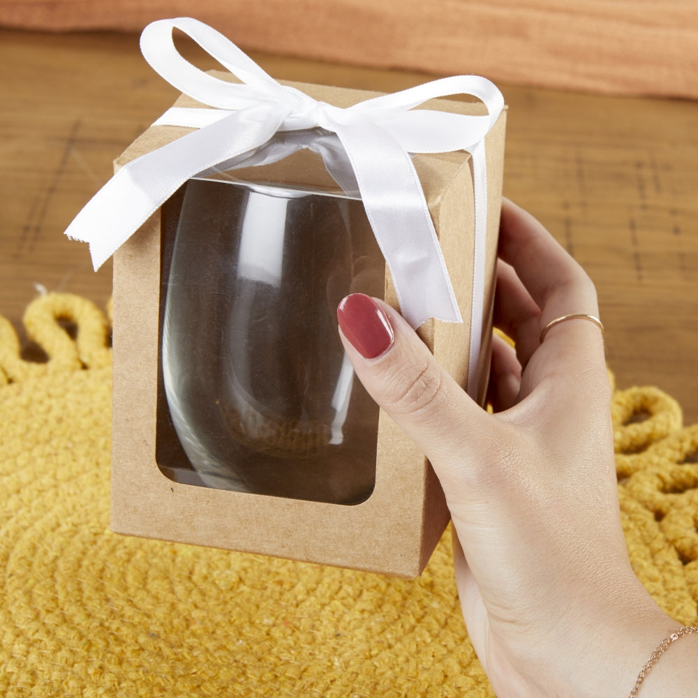 Kraft 15 oz. Glassware Gift Box with Ribbon (Set of 20) Main Image, Kate Aspen | Glassware Gift Box