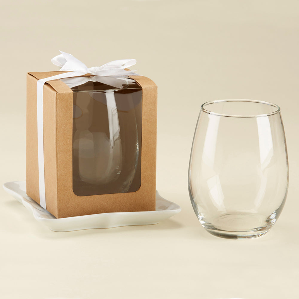 Kraft 15 oz. Glassware Gift Box with Ribbon (Set of 20) Alternate Image 4, Kate Aspen | Glassware Gift Box