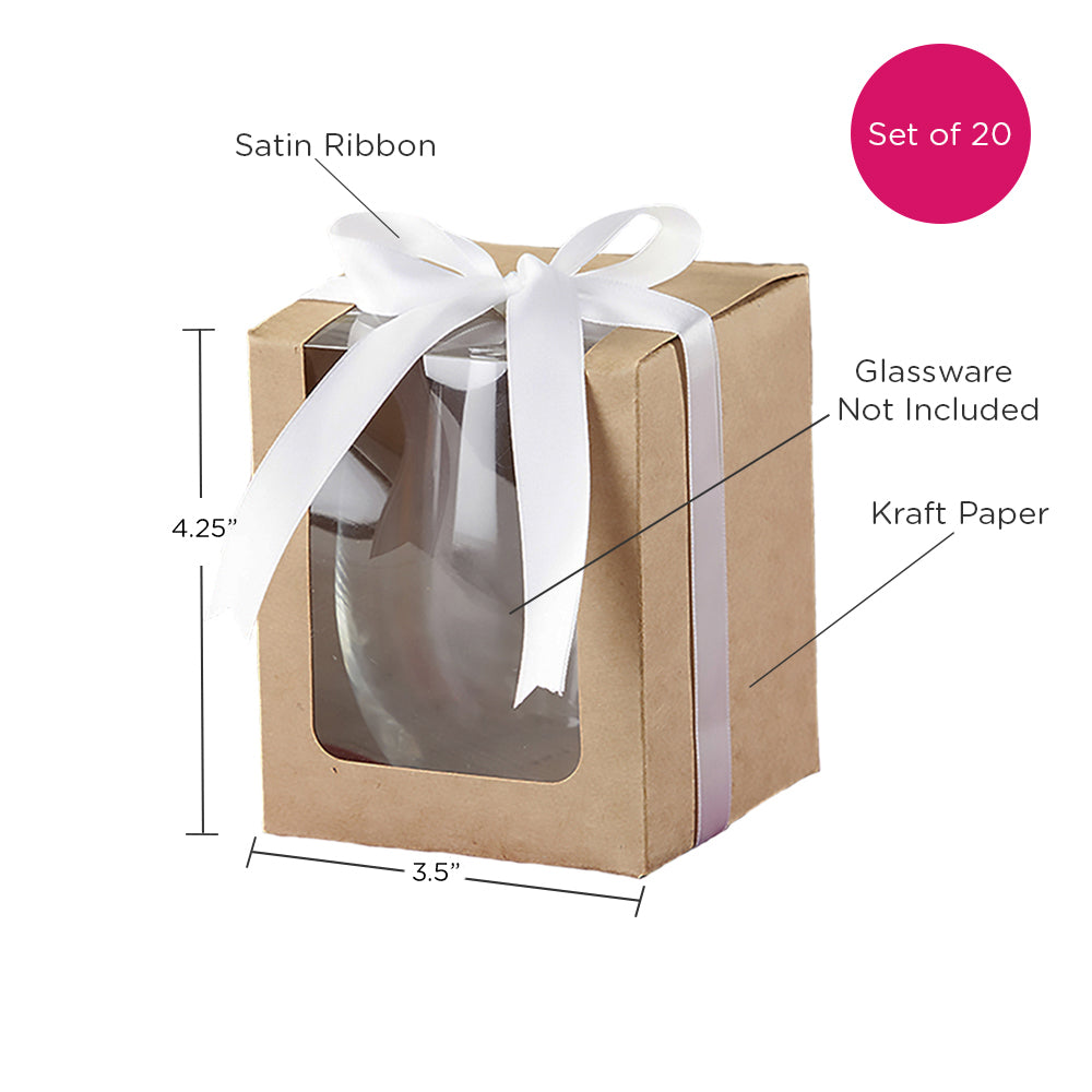 Kraft 15 oz. Glassware Gift Box with Ribbon (Set of 20) Alternate Image 6, Kate Aspen | Glassware Gift Box
