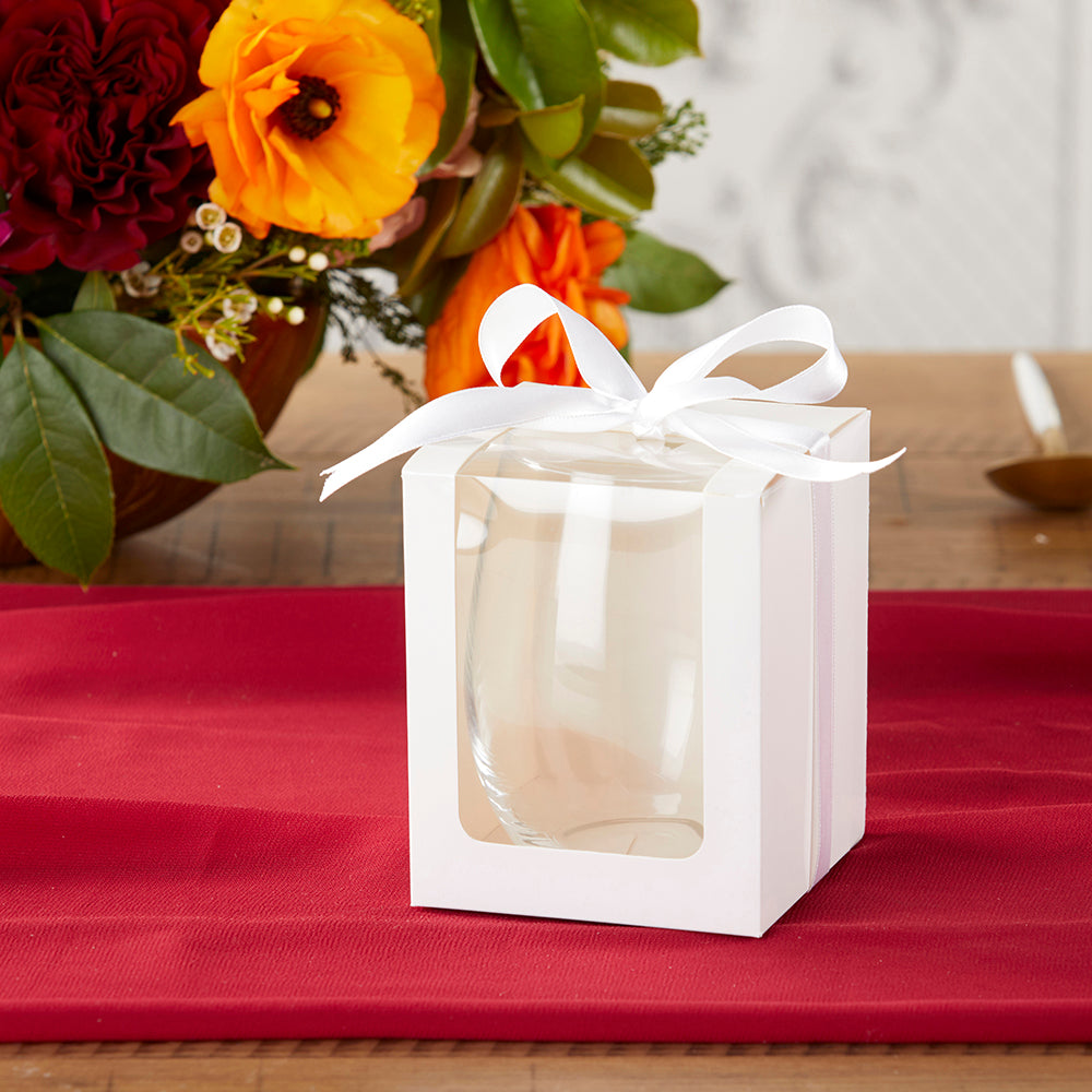 White 15 oz. Glassware Gift Box with Ribbon (Set of 20) Main Image, Kate Aspen | Glassware Gift Box