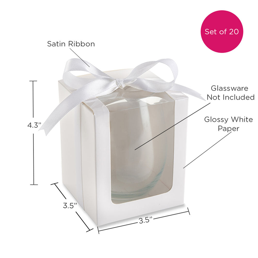 White 15 oz. Glassware Gift Box with Ribbon (Set of 20) Alternate Image 6, Kate Aspen | Glassware Gift Box