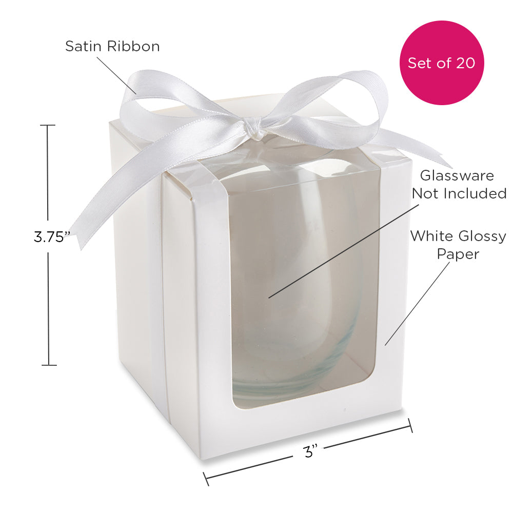 White 9 oz. Glassware Gift Box with Ribbon (Set of 20) Alternate Image 5, Kate Aspen | Glassware Gift Box