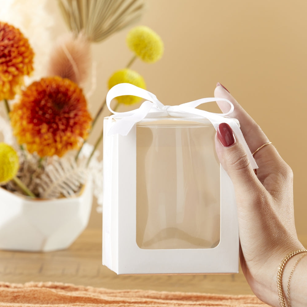 White 2 oz. Shot Glass/Votive Holder Gift Box with Ribbon (Set of 20) Alternate Image 3, Kate Aspen | Glassware Gift Box