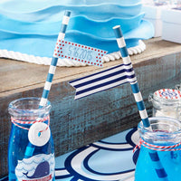 Thumbnail for Personalized Party Straw Flags - Kate's Nautical Birthday Collection