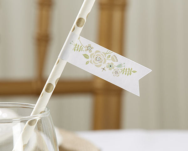 Personalized Party Straw Flags - Kate's Rustic Wedding Collection