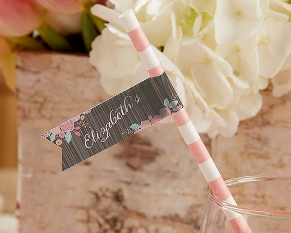 Personalized Party Straw Flags - Kate's Rustic Bridal Collection