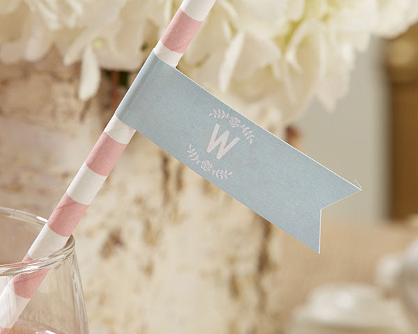 Personalized Party Straw Flags - Kate's Rustic Bridal Collection
