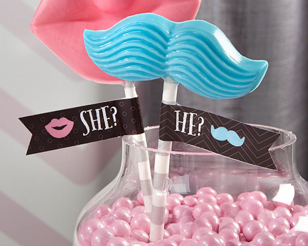 Personalized Party Straw Flags-Kate's My Gender Reveal Collection