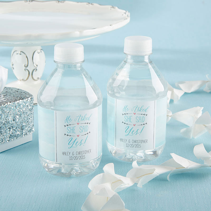 Personalized Water Bottle Labels  - He Asked, She Said Yes Main Image, Kate Aspen | Water Bottle Labels