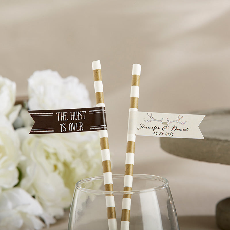Personalized Party Straw Flags – The Hunt Is Over