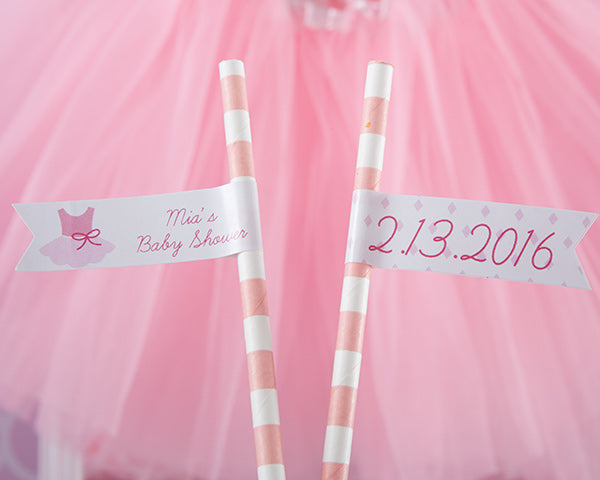 Personalized Party Straw Flags - Tutu Cute