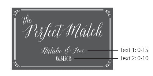 Personalized Black Matchboxes - Wedding (Set of 50)