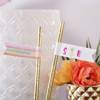 Thumbnail for Personalized Party Straw Flags - Pineapples & Palms