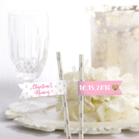 Thumbnail for Personalized Party Straw Flags - Sweet Heart