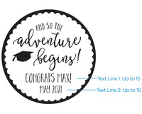 Thumbnail for Personalized Silver Round Candy Tin - Graduation Adventure Begins (Set of 12)