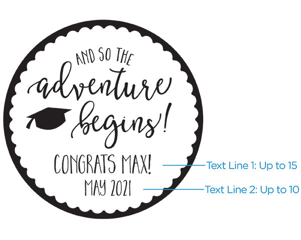 Personalized Gold Round Candy Tin - Graduation Adventure Begins (Set of 12)