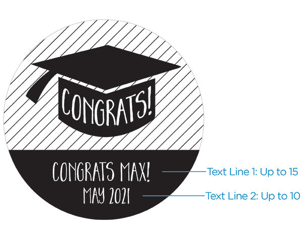 Personalized Silver Round Candy Tin - Congrats Graduation Cap (Set of 12)