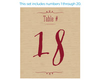 Thumbnail for Wine Label Table Numbers - Vineyard (1-20)