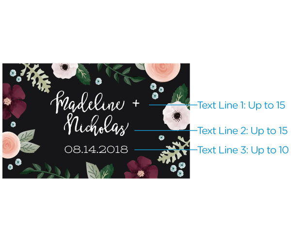 Personalized Black Matchboxes - Romantic Garden (Set of 50)
