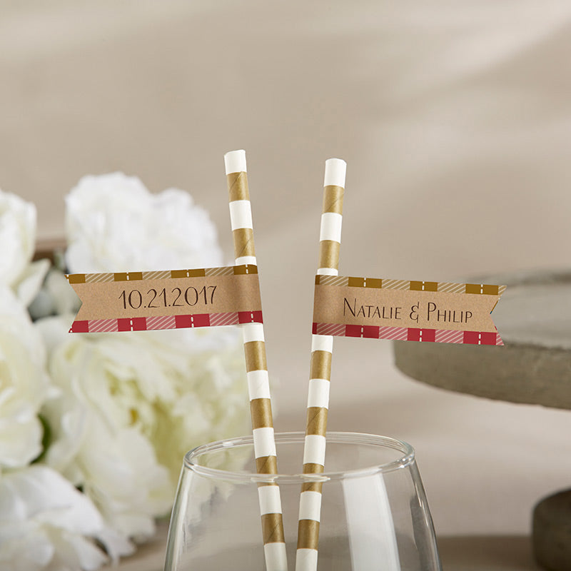 Personalized Party Straw Flags - Fall