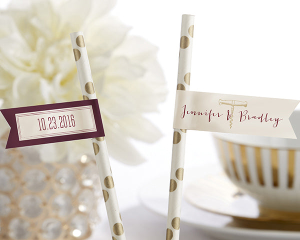 Personalized Party Straw Flags - Vineyard