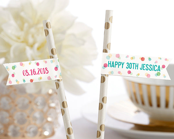 Personalized Party Straw Flags - Party Time