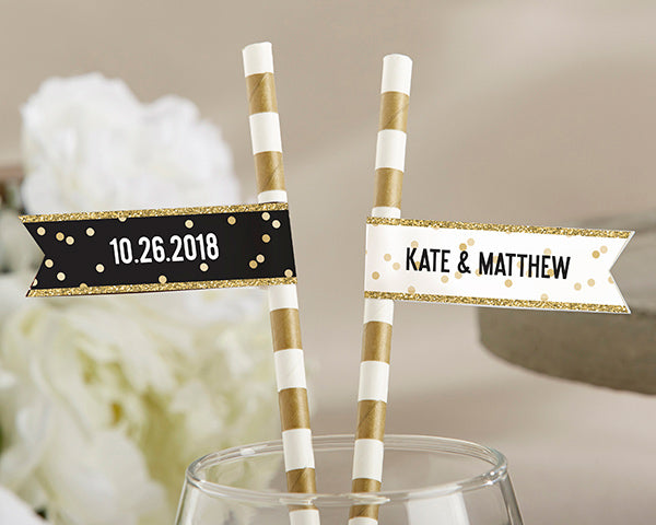 Personalized Party Straw Flags - Party Time