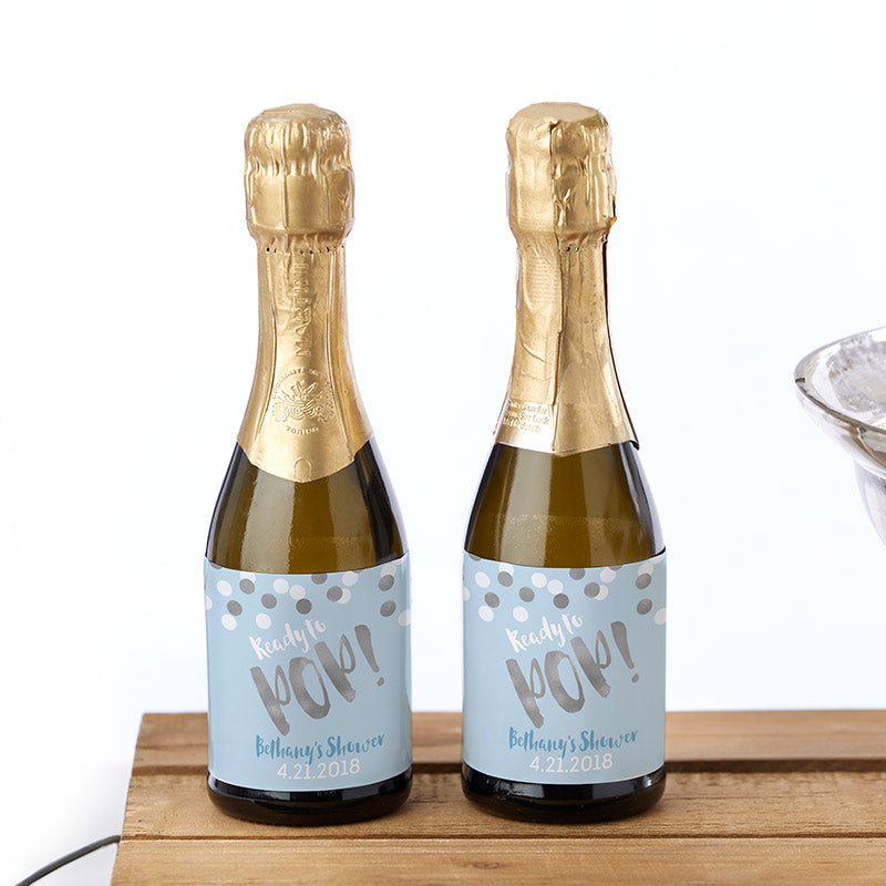 Personalized Mini Wine Bottle Labels - Ready to Pop (Boy) Main Image, Kate Aspen | Wine Bottle Labels