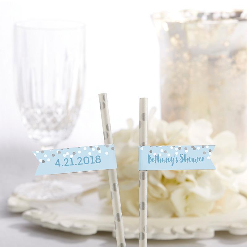 Personalized Party Straw Flags - It's a Boy!