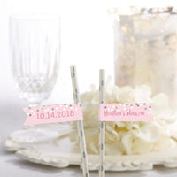 Thumbnail for Personalized Party Straw Flags - It's a Girl!