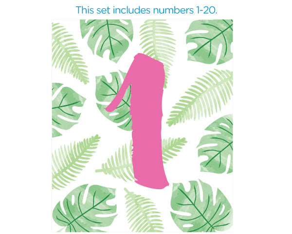 Wine Label Table Numbers - Pineapples & Palms (1-20)