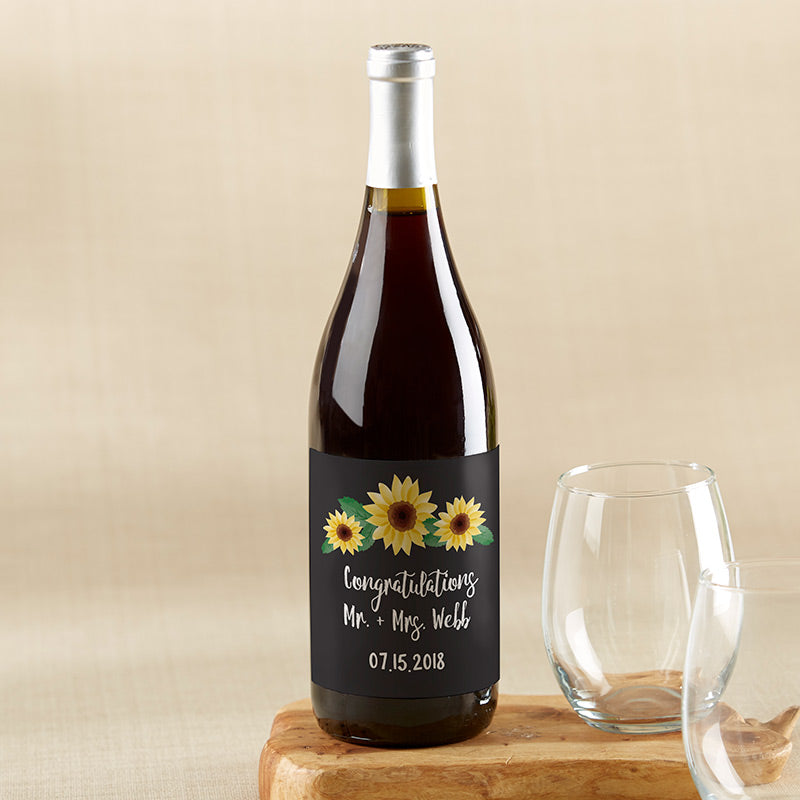Personalized Wine Bottle Labels - Sunflower Main Image, Kate Aspen | Wine Bottle Labels