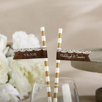 Thumbnail for Personalized Party Straw Flags - Rustic Charm Wedding