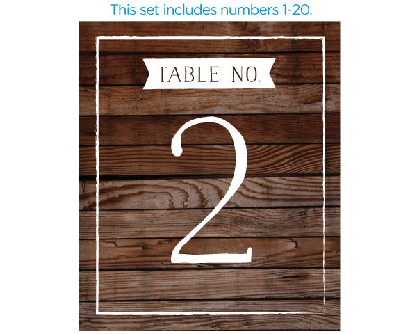 Wine Label Table Numbers - Winter (1-20)