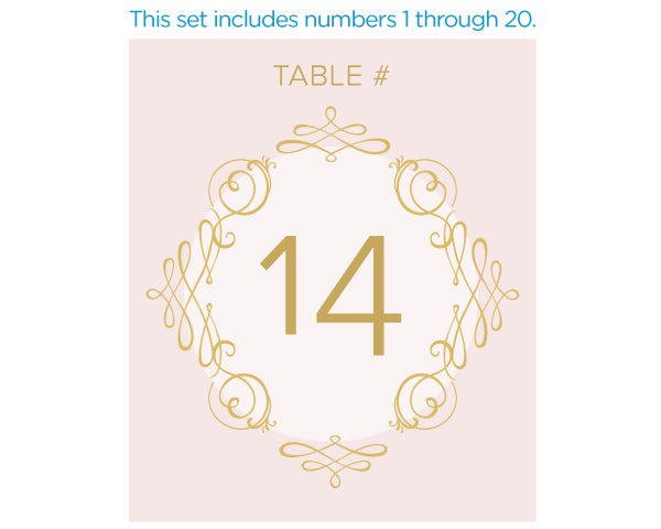 Wine Label Table Numbers - Modern Romance (1-20)