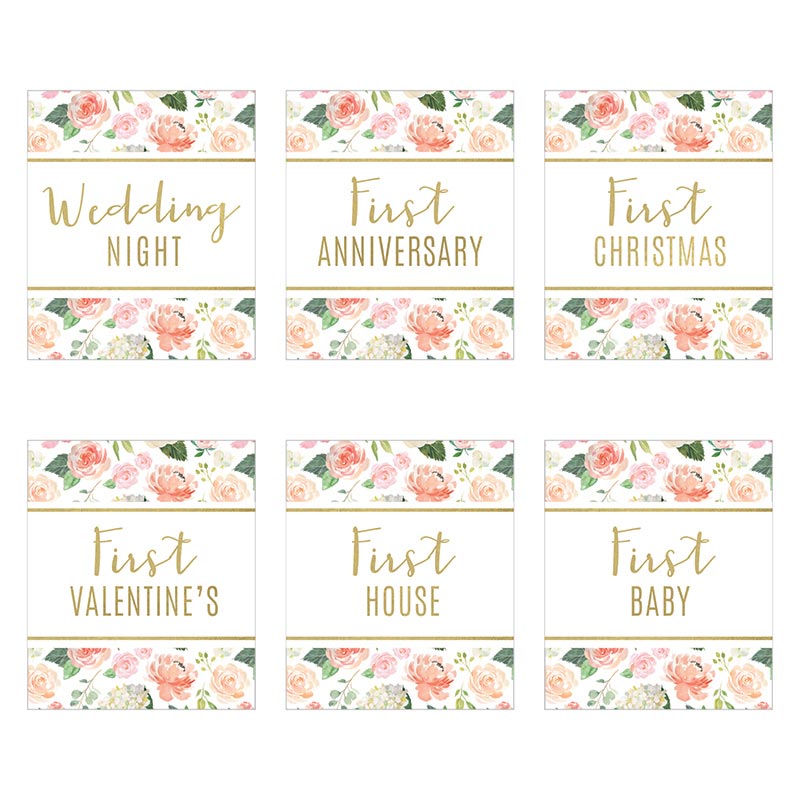 Marriage Milestones Wine Bottle Label - Floral (Set of 6) Alternate Image 2, Kate Aspen | Wine Bottle Labels