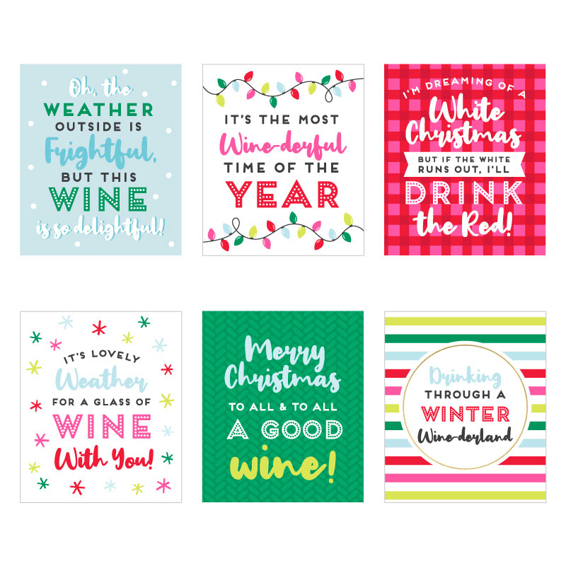 Christmas Wine Bottle Label - Boozy (Set of 6) Alternate Image 2, Kate Aspen | Wine Bottle Labels