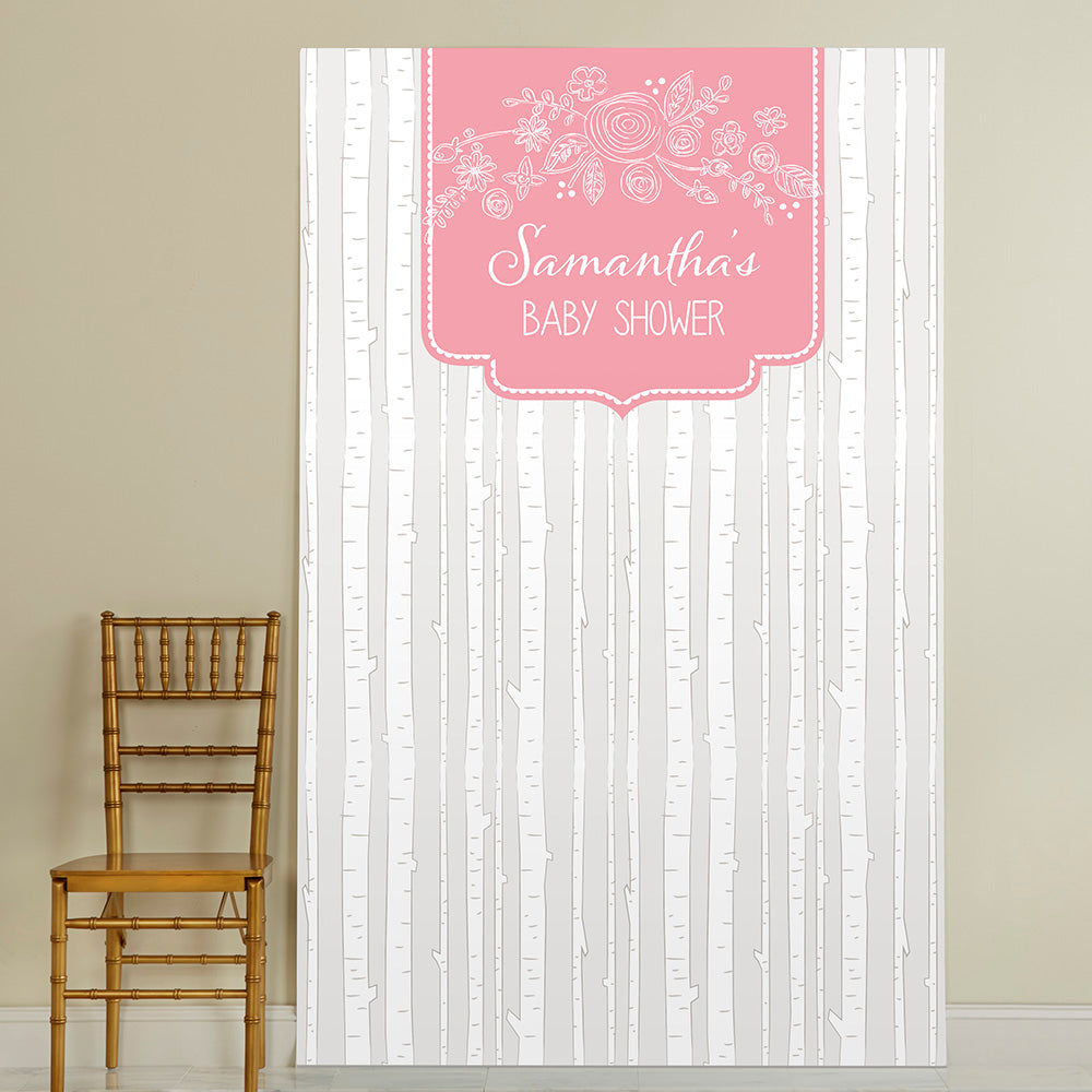 Personalized Photo Backdrop - Rustic Trees Baby Shower Main Image, Kate Aspen | Photo Backdrops