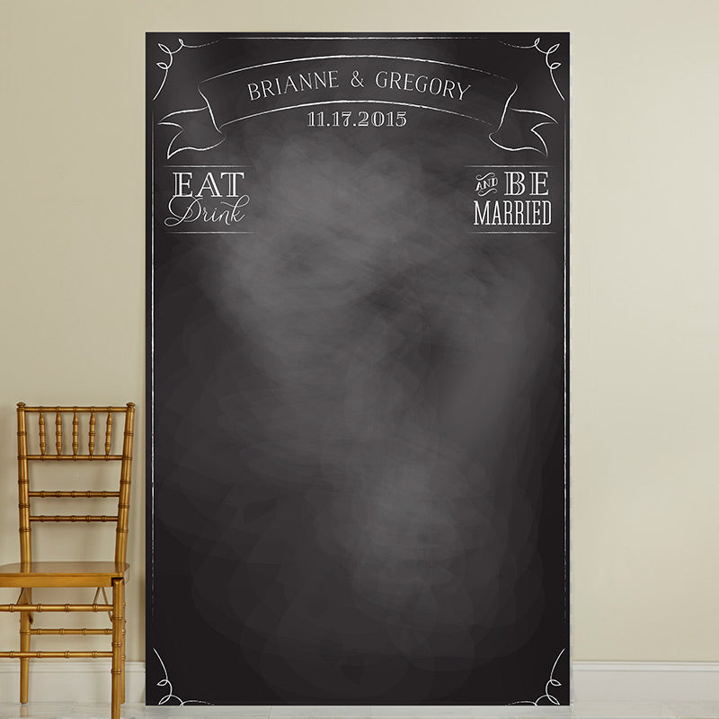 Personalized Photo Backdrop - Chalkboard Eat Drink & Be Married Main Image, Kate Aspen | Photo Backdrops