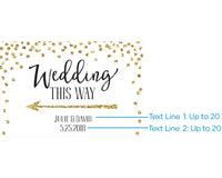 Thumbnail for Personalized Directional Sign (18x12) - Gold Glitter Wedding